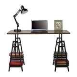 Irene Warm Brown/Black Adjustable Height Desk - Ella Furniture