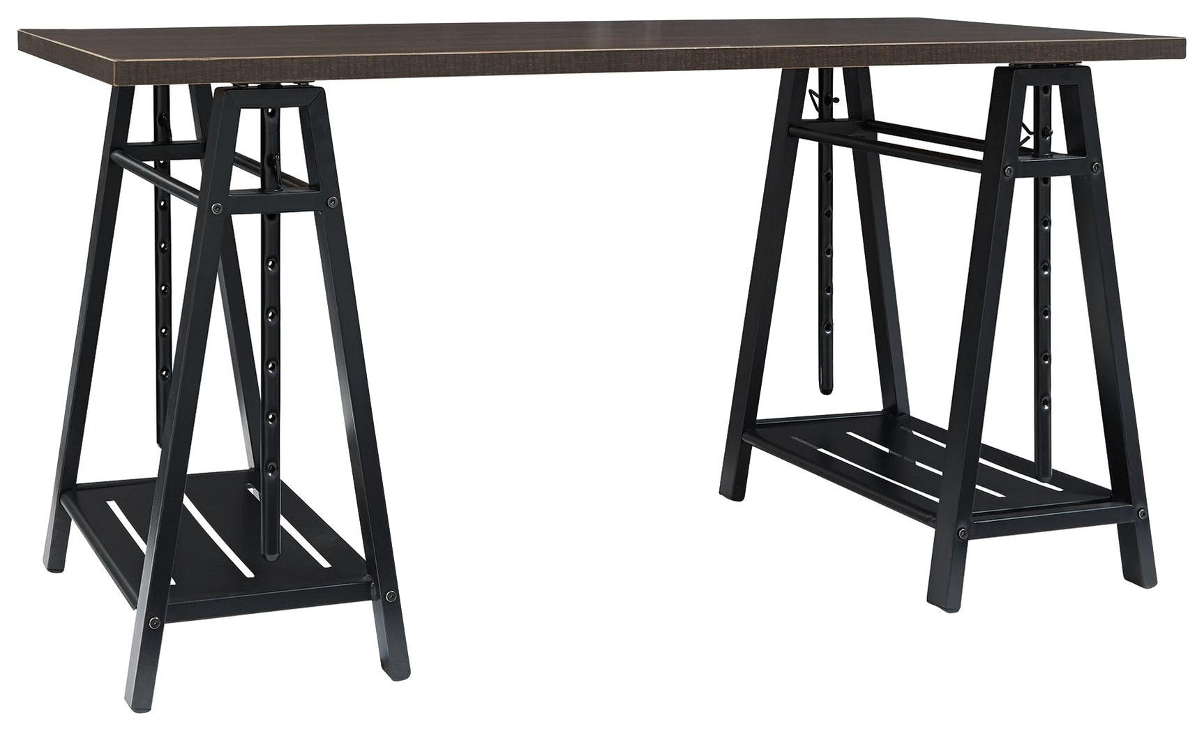 Irene Warm Brown/Black Adjustable Height Desk - Ella Furniture