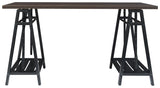 Irene Warm Brown/Black Adjustable Height Desk - Ella Furniture