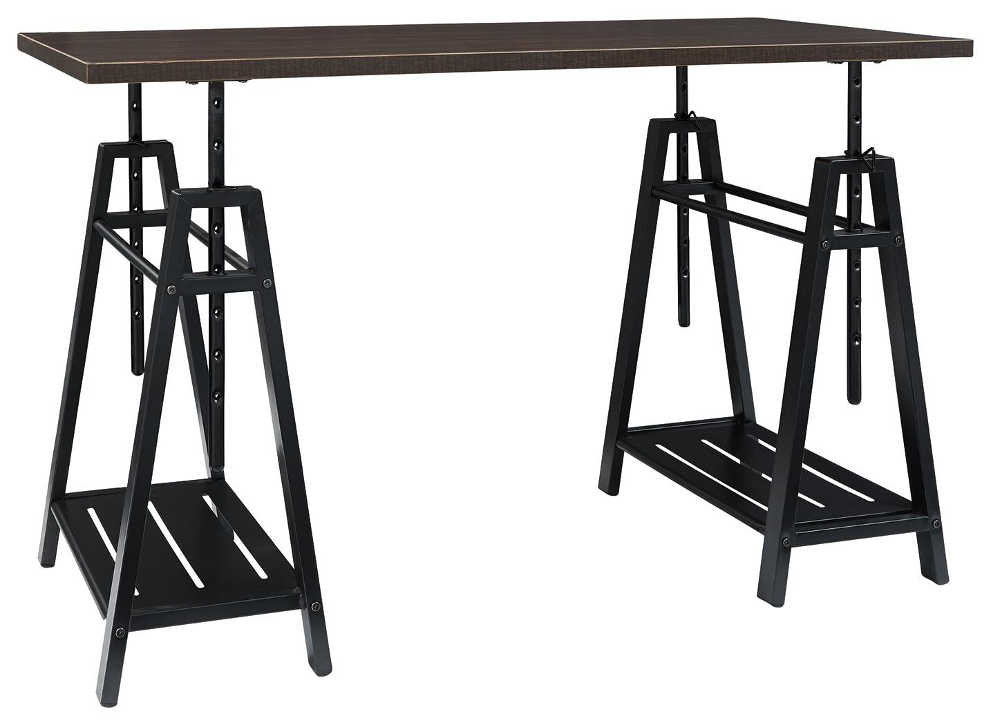 Irene Warm Brown/Black Adjustable Height Desk - Ella Furniture