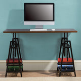 Irene Warm Brown/Black Adjustable Height Desk - Ella Furniture