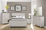 Nashville Two-tone Antique White/Brown Melamine Transitional Rustic Faux Wood Panel Bedroom Set - Ella Furniture