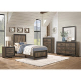Ellendale Rustic Mahogany And Dark Ebony Embossed Modern Wood, Engineered Wood Youth Twin Panel Bed - Ella Furniture
