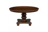 Lordsburg Brown Cherry Classic Solid Wood Faux Leather Upholstered Seat Round Dining Room Set - Ella Furniture