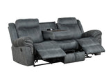 Andres Grey Modern Sleek Faux Leather Upholstered 3Pc Reclining Living Room Set - Ella Furniture