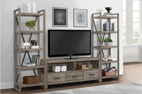 Bainbridge Gray Transitional Melamine Laminate Weathered Gray Wood Storage TV Stand - Ella Furniture