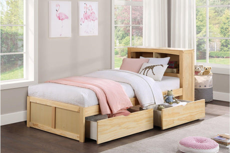 Bartly Natural Pine Modern Transitional Solid Wood Youth Bookcase Storage Bedroom Set - Ella Furniture