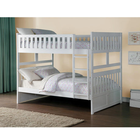 Galen White Modern Transitional Wood And Engineered Wood Full/full Bunk Bed - Ella Furniture