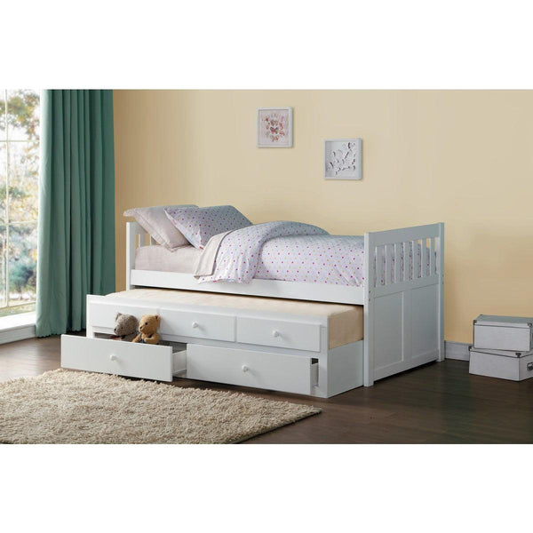 Galen White Modern Transitional Wood And Engineered Wood Twin/twin Trundle Bed - Ella Furniture