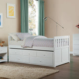 Galen White Transitional Wood And Engineered Wood Youth Twin Panel Storage Trundle Bed - Ella Furniture