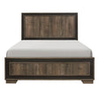 Ellendale Rustic Mahogany And Dark Ebony Embossed Modern Wood And Engineered Wood Queen Bed - Ella Furniture