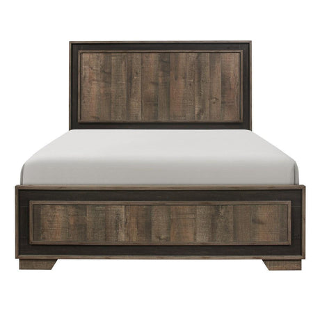 Ellendale Rustic Mahogany And Dark Ebony Embossed Modern Wood And Engineered Wood Youth Queen Bed - Ella Furniture