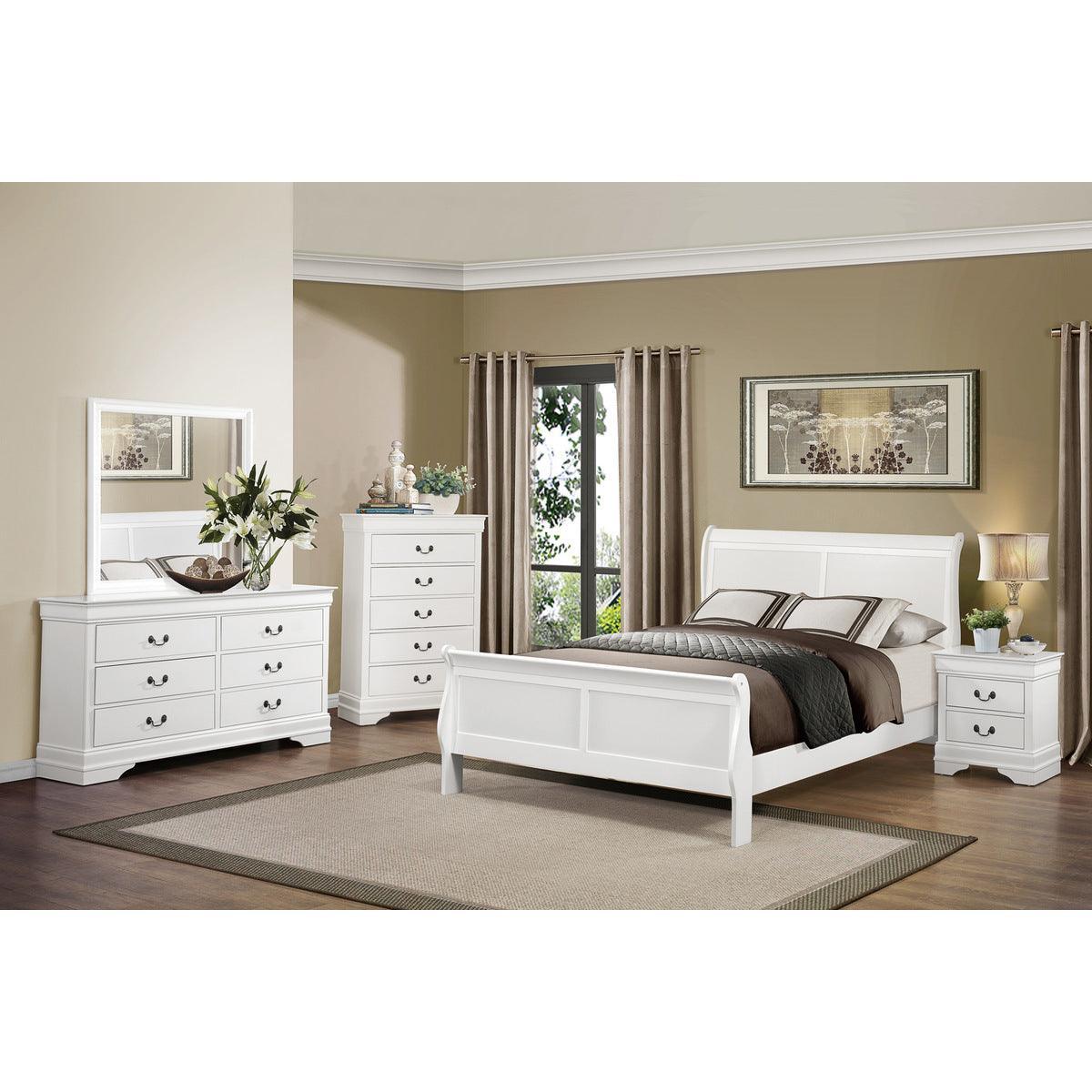 Mayville White Traditional Okume Veneer, Wood And Engineered Wood Youth Full Sleigh Bed - Ella Furniture