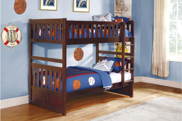 Rowe Dark Cherry Transitional Youth Twin Bookcase Platform Corner Bedroom Set With Youth Trundle - Ella Furniture
