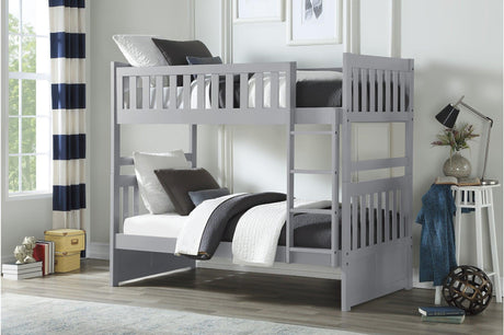 Orion Gray Contemporary Transitional Wood And Engineered Wood Youth Twin Over Twin Bedroom Set - Ella Furniture