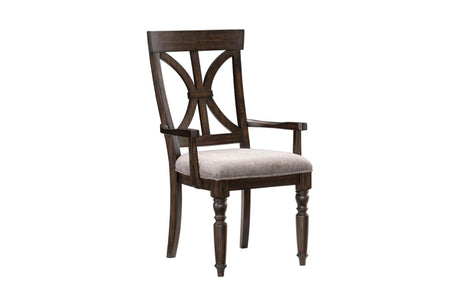 Cardano Charcoal Traditional Solid Wood And Veneers Fabric Upholstery Seat Round Dining Room Set - Ella Furniture