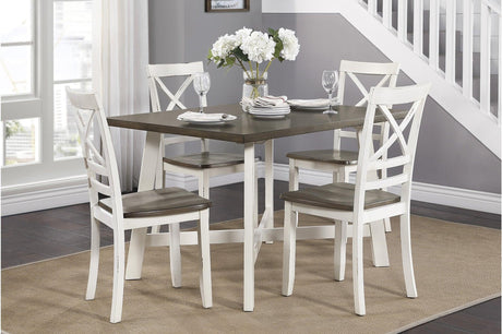 Troy White Gray Modern Solid Wood Fixed Top Rectangular Dining Room Set - Ella Furniture