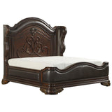Royal Cherry Modern Traditional Wood And Engineered Wood Faux Leather Upholstered King Panel Bed - Ella Furniture