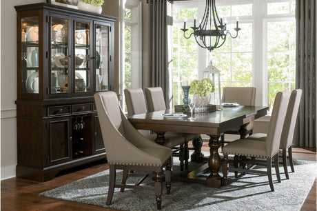 Reid Neutral Modern Solid Wood And Veneers Fabric Upholstered Seat Rectangular Dining Room Set - Ella Furniture