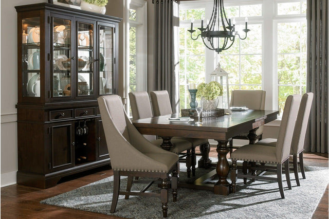 Reid Neutral Modern Solid Wood And Veneers Fabric Upholstered Seat Rectangular Dining Room Set - Ella Furniture