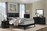 Seabright Black Painted Finish Contemporary Sleek Solid Wood Faux Leather Upholstered Bedroom Set - Ella Furniture
