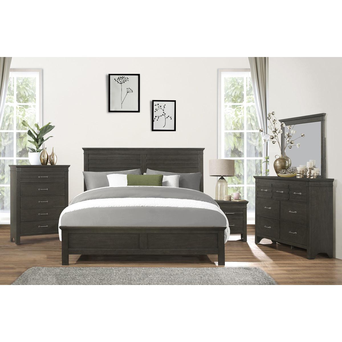 Blaire Charcoal Gray Modern Transitional Okume Veneer Wood And Engineered Wood King Panel Bed - Ella Furniture