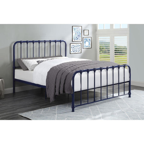 Bethany Blue Modern Contemporary Traditional Metal Frame Queen Platform Bed Ships In One Box - Ella Furniture