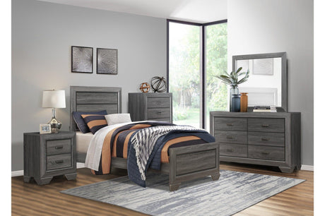 Beechnut Gray Contemporary Rustic Faux Wood Veneer Wood And Engineered Wood Panel Bedroom Set - Ella Furniture