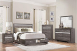 Luster Gray Modern Contemporary Solid Wood Faux Leather Upholstered Storage Platform Bed - Ella Furniture