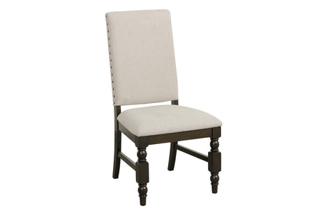 Yates Neutral Modern Industrial Sleek Fabric Upholstered Seat Rectangular Dining Room Set - Ella Furniture