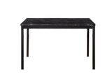 Tempe Black Solid Wood Faux Leather Upholstered Seat Faux Marble Top Rectangular Dining Room Set - Ella Furniture