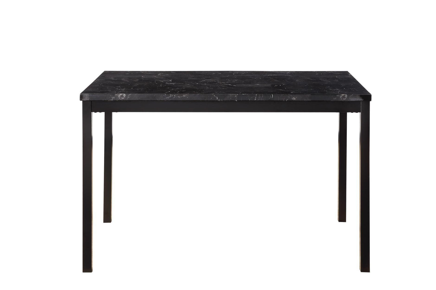 Tempe Black Solid Wood Faux Leather Upholstered Seat Faux Marble Top Rectangular Dining Room Set - Ella Furniture