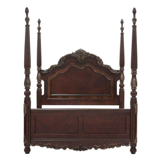 Deryn Park Cherry Traditional Cherry And Walnut Veneer Wood And Engineered Wood King Poster Bed - Ella Furniture