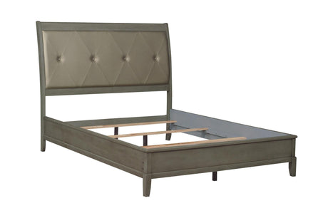 Cotterill Gray Modern Transitional Solid Wood Faux Leather Upholstered Tufted Panel Bedroom Set - Ella Furniture