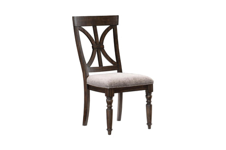 Cardano Charcoal Traditional Solid Wood And Veneers Fabric Upholstery Seat Round Dining Room Set - Ella Furniture