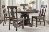 Toulon Dark Oak Rustic Finish Classic Solid Wood Circular Dining Set - Ella Furniture