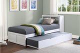 Galen White Modern Transitional Solid Wood Twin Bed And Twin Corner Bookcase Bed - Ella Furniture