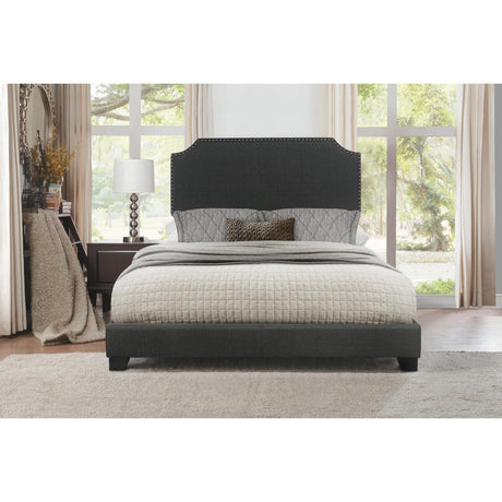 Miranda Dark Gray Modern Sleek Solid Wood Fabric Queen Upholstered Bed - Ella Furniture