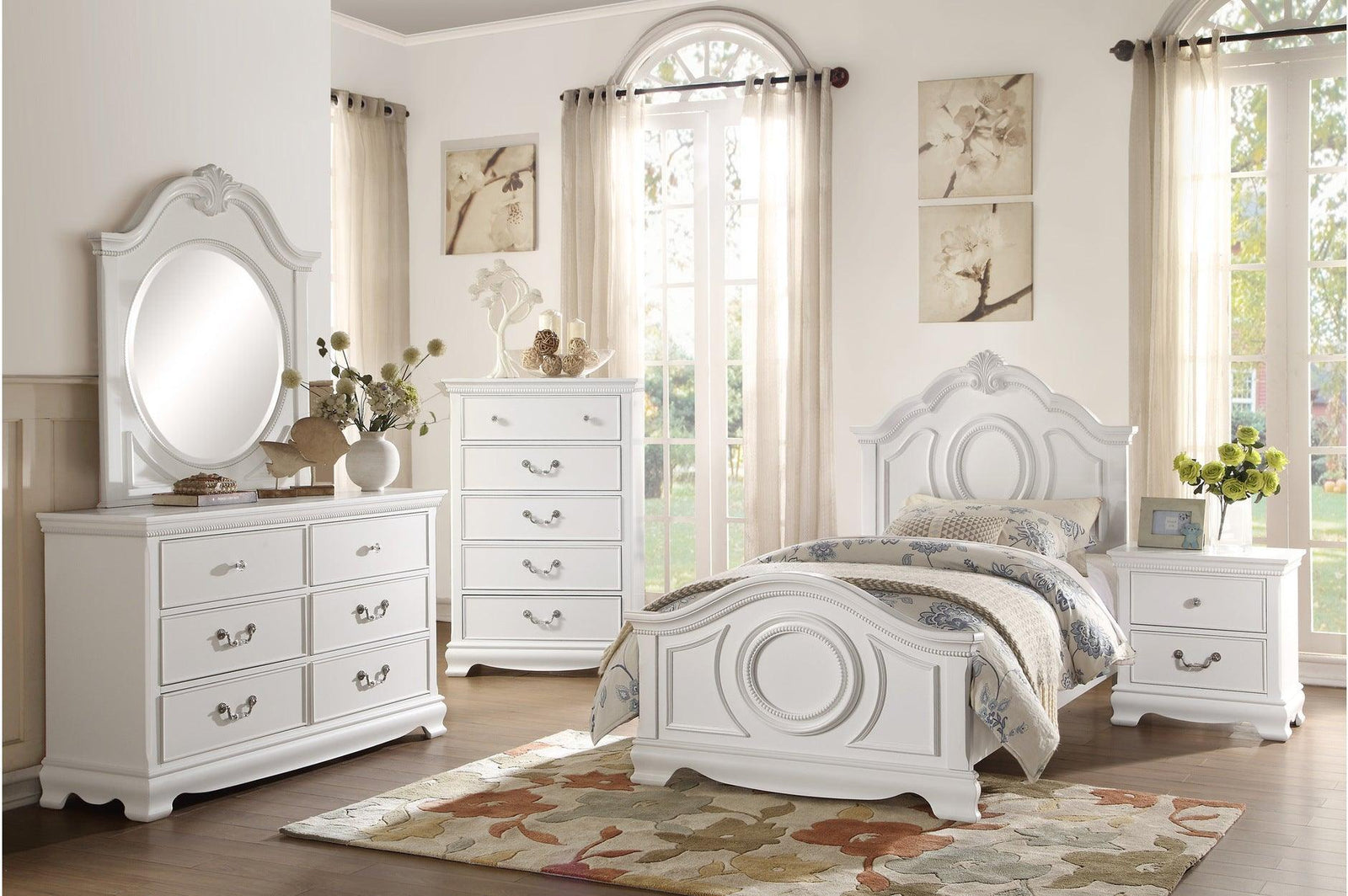 Lucida White Modern Contemporary Traditional Wood And Engineered Wood Youth Bedroom Set - Ella Furniture