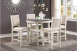 Asher Antique White, Light Brown Wood Fabric Upholstered Round Counter Height Dining Room Set - Ella Furniture