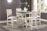Asher Antique White, Light Brown Wood Fabric Upholstered Round Counter Height Dining Room Set - Ella Furniture