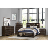 Chesky Warm Espresso Contemporary Birch Veneer Engineered Wood Queen Platform Bed Footboard Storage - Ella Furniture