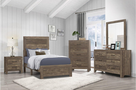 Corbin Rustic Brown Modern Contemporary Solid Wodd Youth Panel Bedroom Set - Ella Furniture