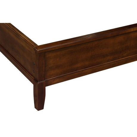 Cotterill Dark Cherry Wood And Engineered Wood Faux Leather Upholstered Tufted King Panel Bed - Ella Furniture