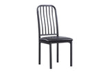 Tripp Black-Hued Industrial Faux Wood Metal Faux Leather Upholstered Dining Room Set - Ella Furniture