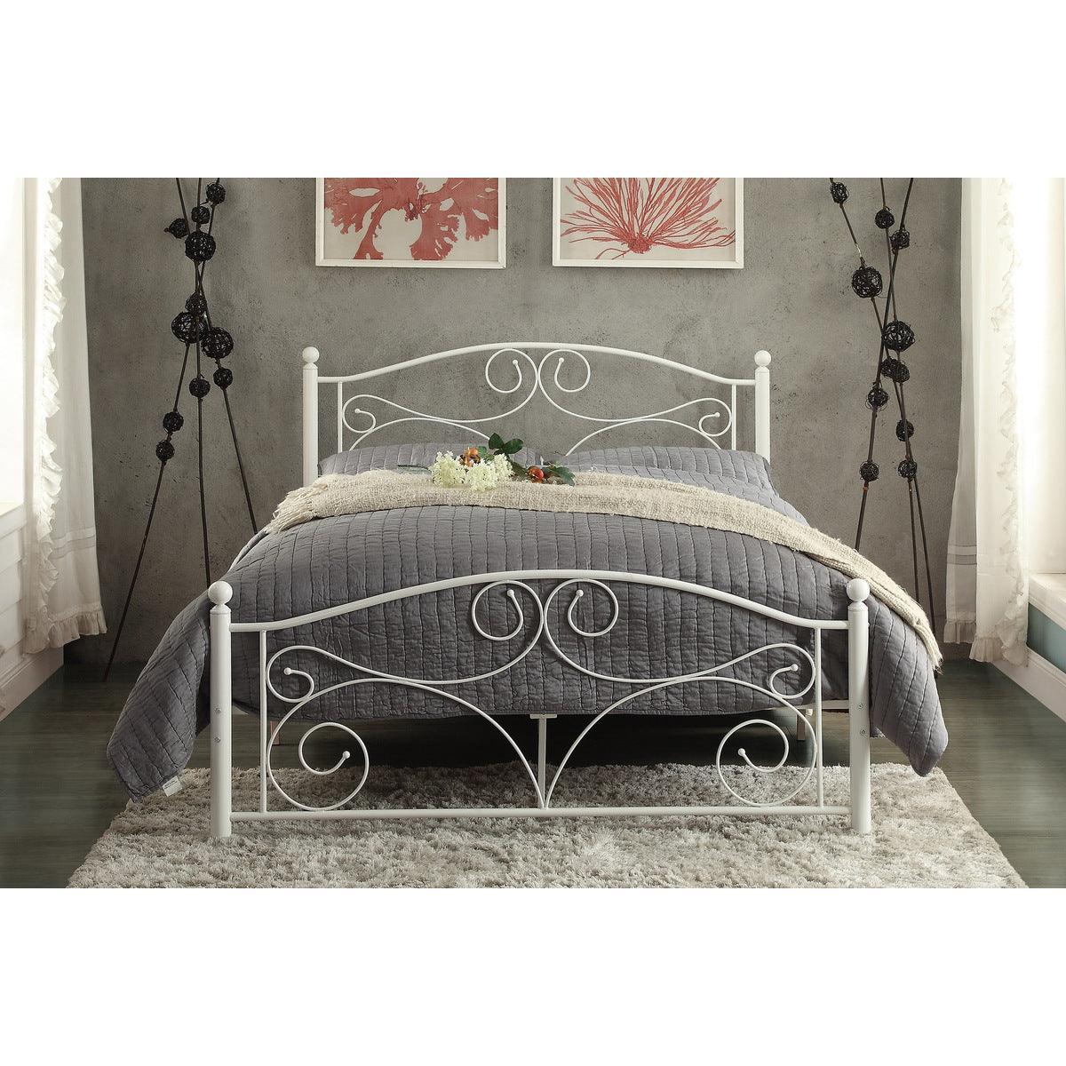 Pallina White Metal Modern Classic Metal Frame Full Platform Bed - Ella Furniture