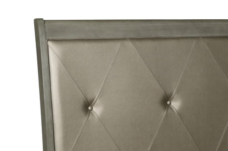 Cotterill Gray Modern Transitional Solid Wood Faux Leather Upholstered Tufted Panel Bedroom Set - Ella Furniture