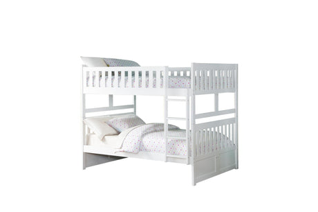Galen White Modern Transitional Wood And Engineered Wood Twin Over Twin Youth Bedroom Set - Ella Furniture