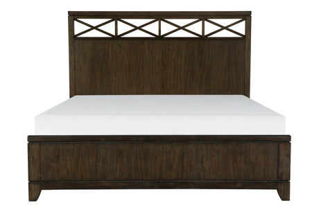 Griggs Dark Brown Modern Contemporary Acacia Veneer And Solid Wood Panel Bedroom Set - Ella Furniture