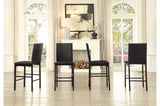 Tempe Brown Solid Wood Leather Seat Faux Marble Top Counter Height Rectangular Dining Room Set - Ella Furniture